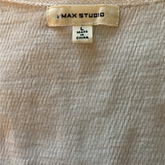 MAX STUDIO top, sleeveless, size Large, full cut, embroidered trim. Rayon blend. - Picture 3 of 6